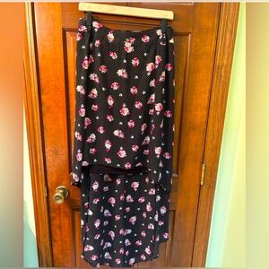 NWT Torrid Rose Floral Polka Dot Black High Low Skirt 16